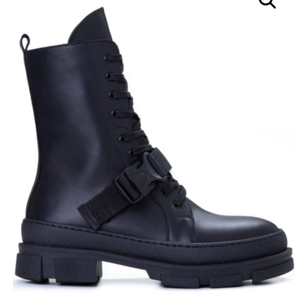 MAKRIS A90 Black Combat Buckle Boots in Black NEW SIZE 36 US 6